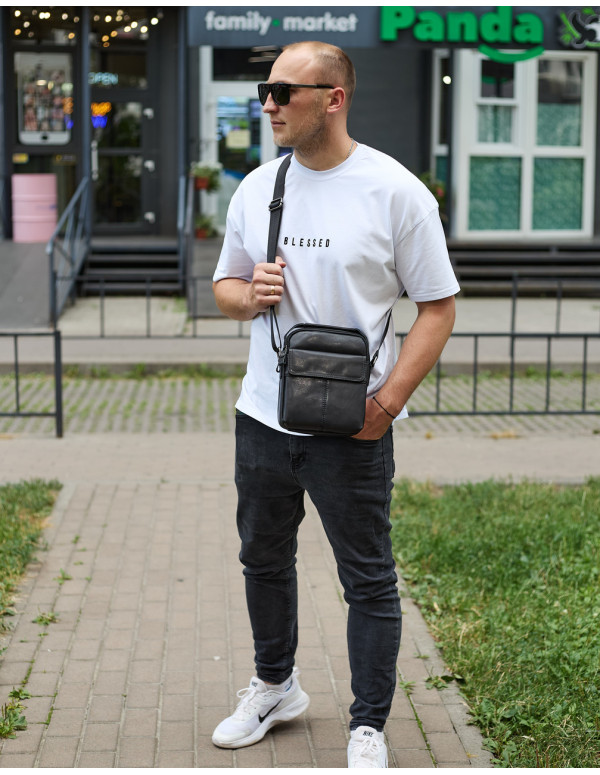 Чоловіча шкіряна сумка Cervia, чорна