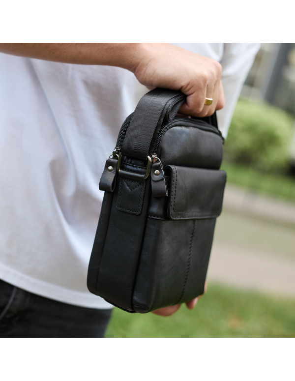 Чоловіча шкіряна сумка Cervia, чорна