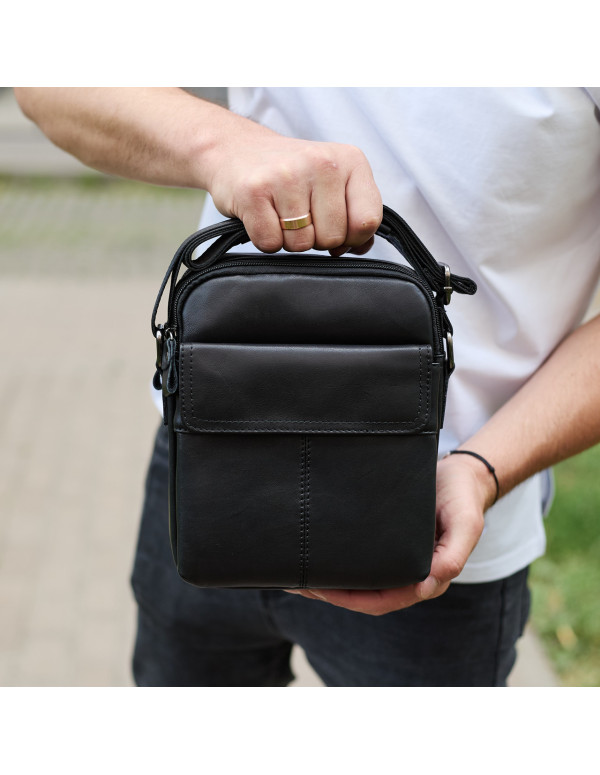 Чоловіча шкіряна сумка Cervia, чорна