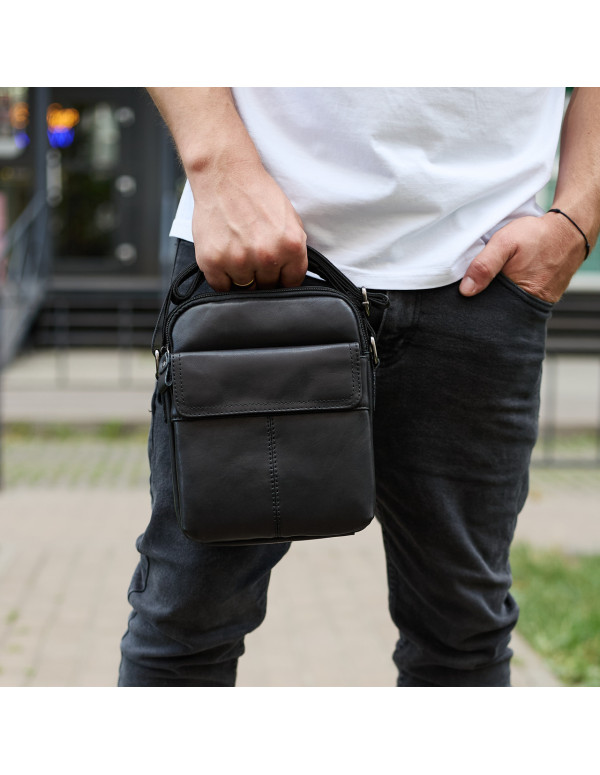 Чоловіча шкіряна сумка Cervia, чорна