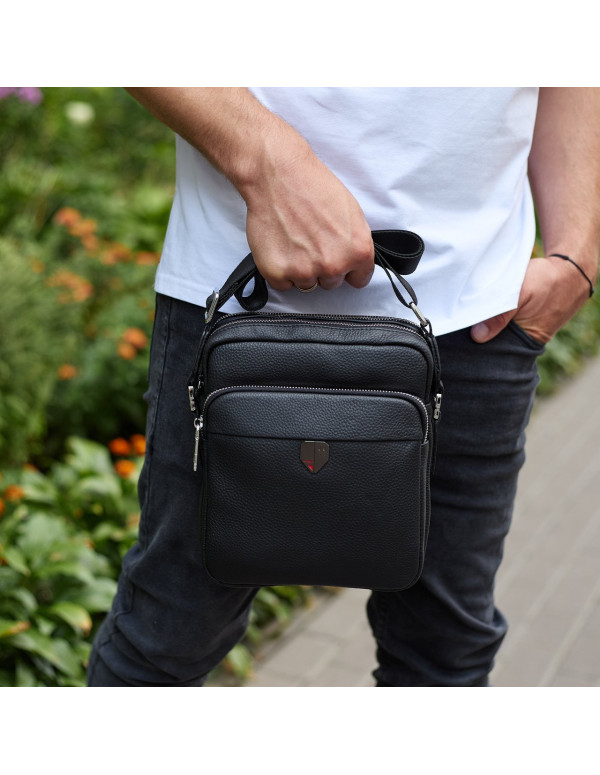 Чоловіча шкіряна сумка-барсетка Livorn, чорна
