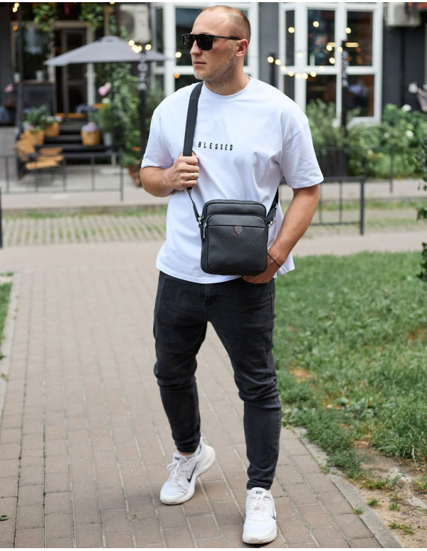 Чоловіча шкіряна сумка-барсетка Livorn, чорна