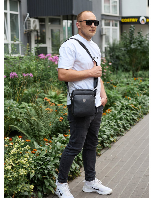 Чоловіча шкіряна сумка-барсетка Livorn, чорна