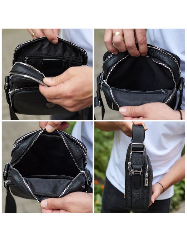 Чоловіча шкіряна сумка-барсетка Livorn, чорна