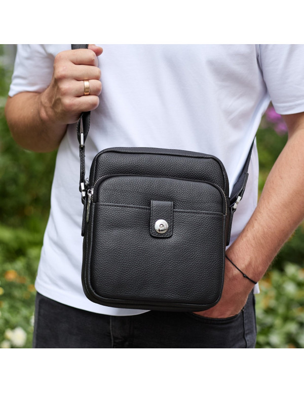 Чоловіча шкіряна універсальна сумка Sien, чорна
