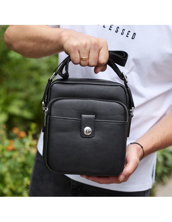 Чоловіча шкіряна універсальна сумка Sien, чорна