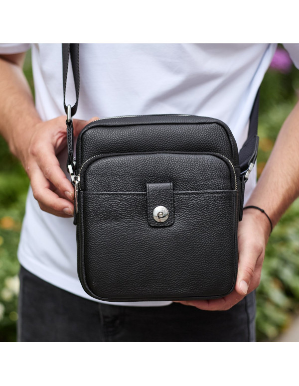 Чоловіча шкіряна універсальна сумка Sien, чорна