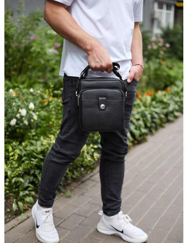 Чоловіча шкіряна універсальна сумка Sien, чорна