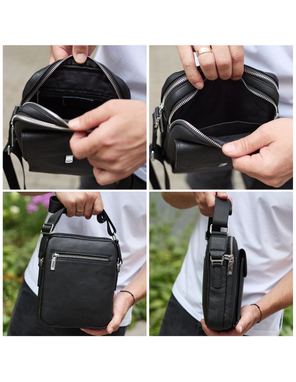 Сумка-барсетка чоловіча шкіряна Valento, чорна