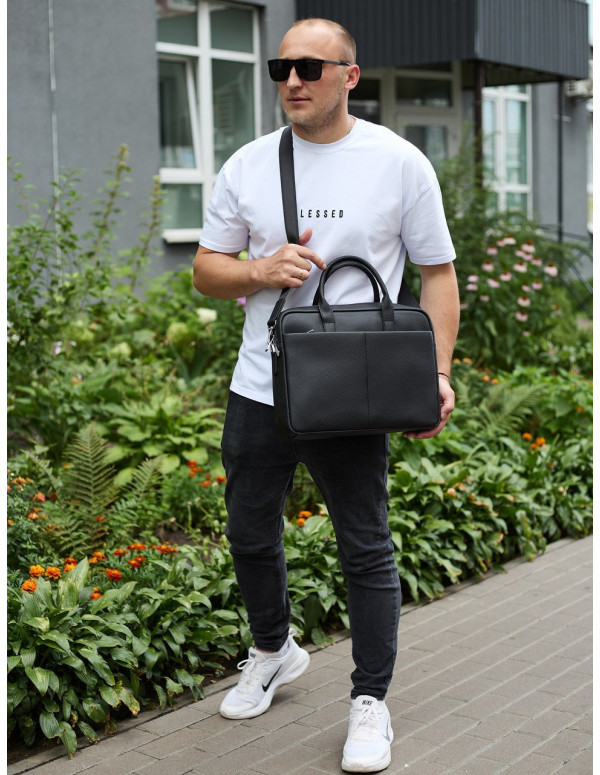Чоловічий портфель на плече Eron, чорний