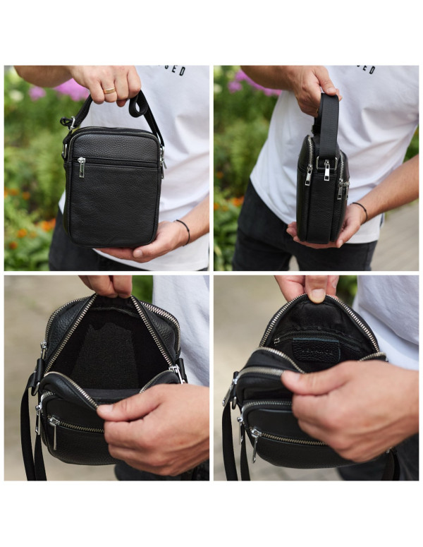 Чоловіча шкіряна барсетка Osimo, чорна