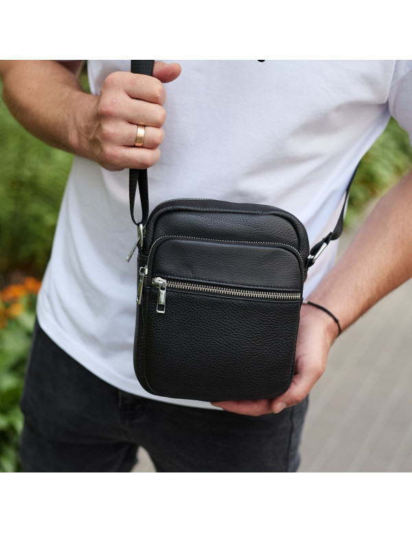 Чоловіча шкіряна барсетка Osimo, чорна