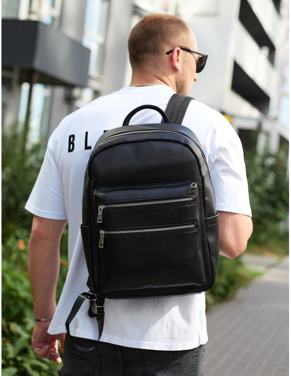Міський чоловічий рюкзак Varn із натуральної шкіри, чорний