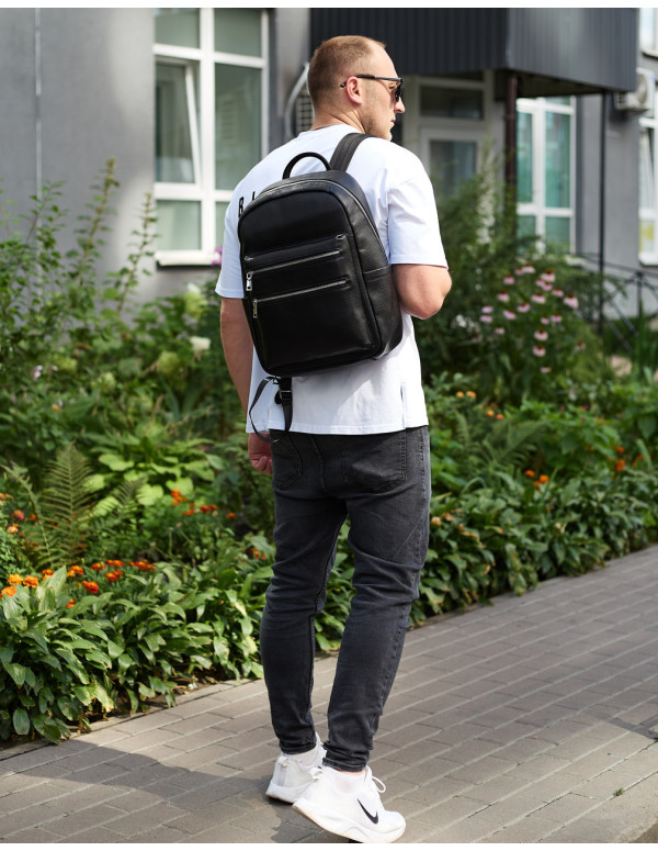 Міський чоловічий рюкзак Varn із натуральної шкіри, чорний