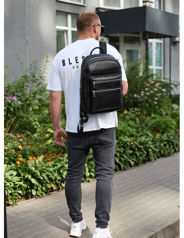 Міський чоловічий рюкзак Varn із натуральної шкіри, чорний