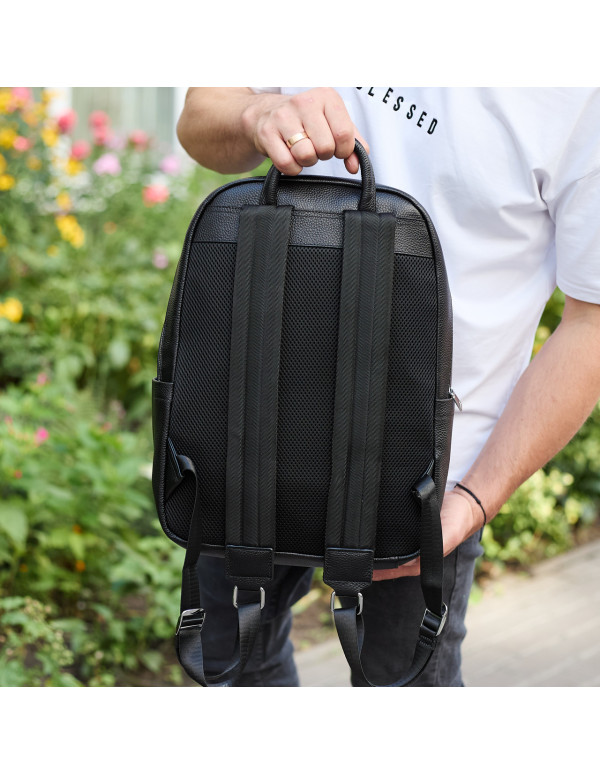 Міський чоловічий рюкзак Varn із натуральної шкіри, чорний