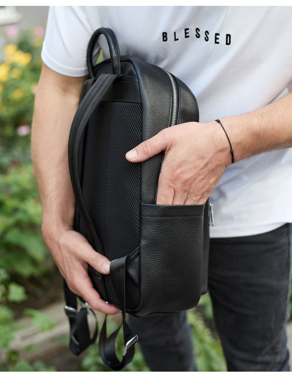 Міський чоловічий рюкзак Varn із натуральної шкіри, чорний