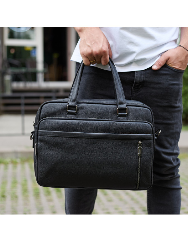 Офісна чоловіча сумка-портфель через плече Javer, чорна