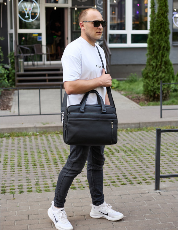 Офісна чоловіча сумка-портфель через плече Javer, чорна