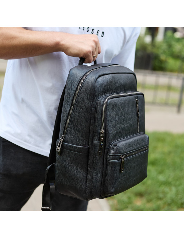 Міський чоловічий рюкзак із натуральної шкіри Teramo, чорний