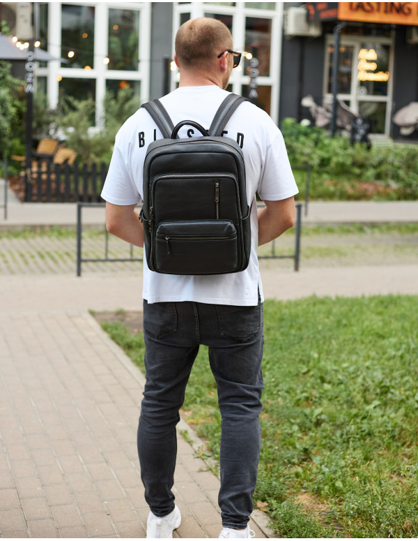 Міський чоловічий рюкзак із натуральної шкіри Teramo, чорний