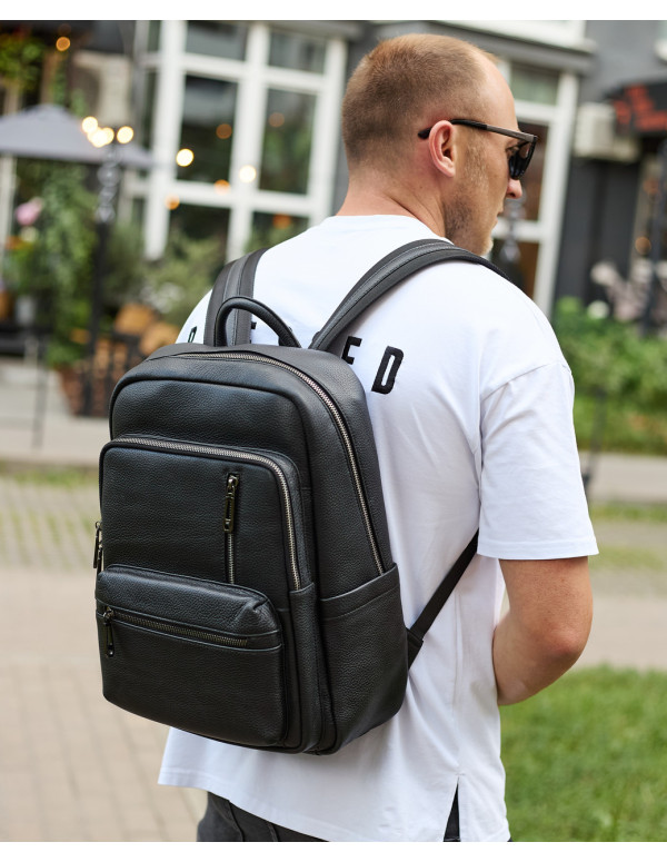 Міський чоловічий рюкзак із натуральної шкіри Teramo, чорний