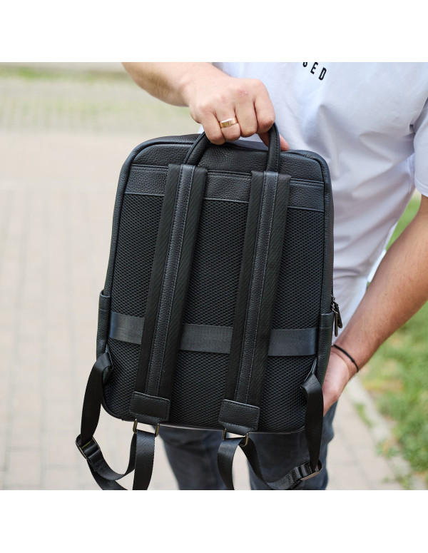 Міський чоловічий рюкзак із натуральної шкіри Teramo, чорний