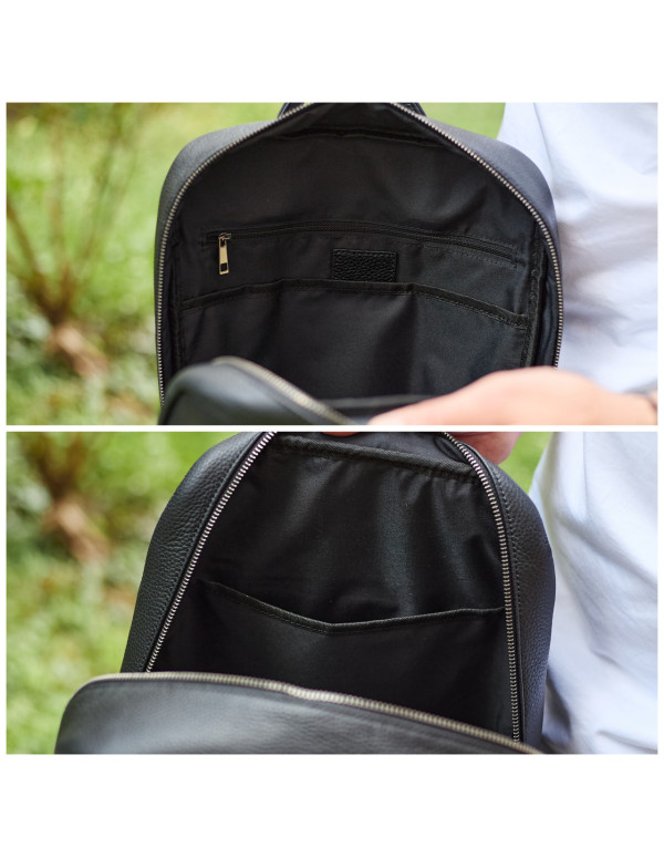 Стильний чоловічий шкіряний рюкзак Valman, чорний