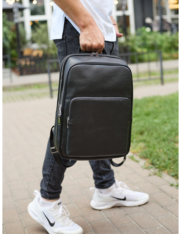 Класичний чоловічий рюкзак зі шкіри Belluno, чорний