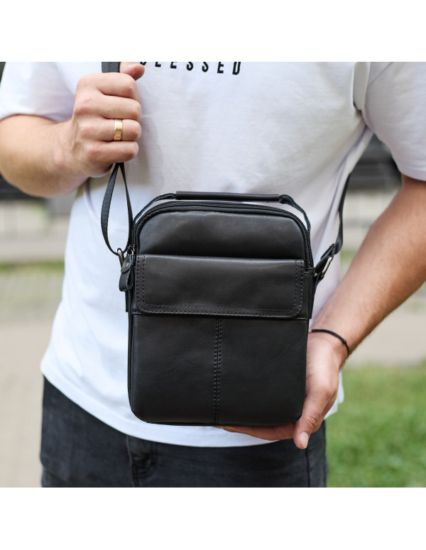 Чоловіча шкіряна сумка Cervia, чорна