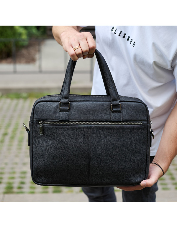 Офісна чоловіча сумка-портфель через плече Javer, чорна