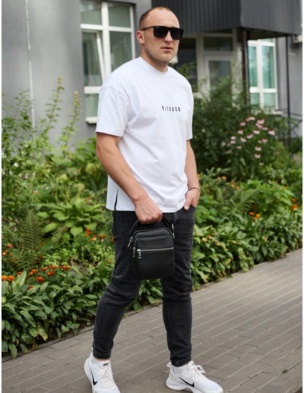 Чоловіча шкіряна барсетка Osimo, чорна