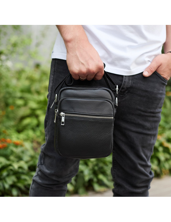 Чоловіча шкіряна барсетка Osimo, чорна