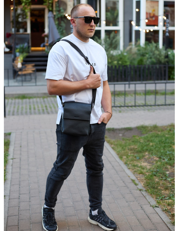 Шкіряний месенджер для чоловіка Napoli,чорна