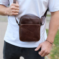 Чоловічий месенджер через плече Prato з натуральної гладкої шкіри, коричнева