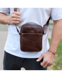 Чоловіча сумка Prato з натуральної гладкої шкіри, коричнева