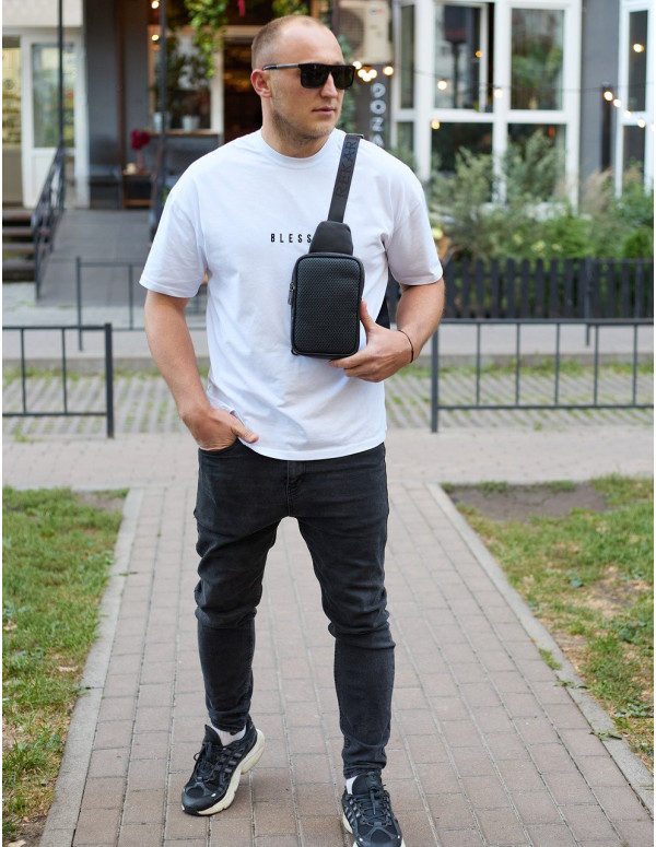 Чоловіча сумка-слінг через плече Udine, чорна