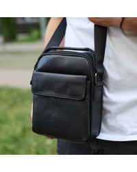 Чоловіча шкіряна сумка Cervia, чорна