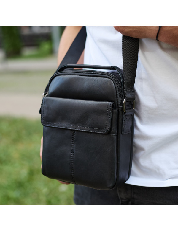 Чоловіча шкіряна сумка Cervia, чорна