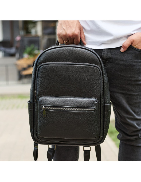 Чоловічий шкіряний рюкзак Grand, чорний