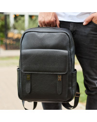 Стильний чоловічий шкіряний рюкзак Valman, чорний