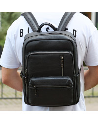 Міський чоловічий рюкзак із натуральної шкіри Teramo, чорний