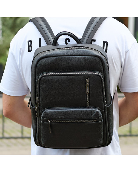 Міський чоловічий рюкзак із натуральної шкіри Teramo, чорний