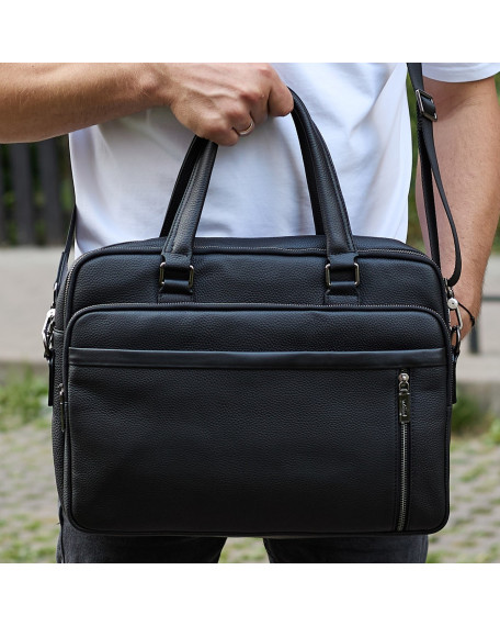 Офісна чоловіча сумка-портфель через плече Javer, чорна