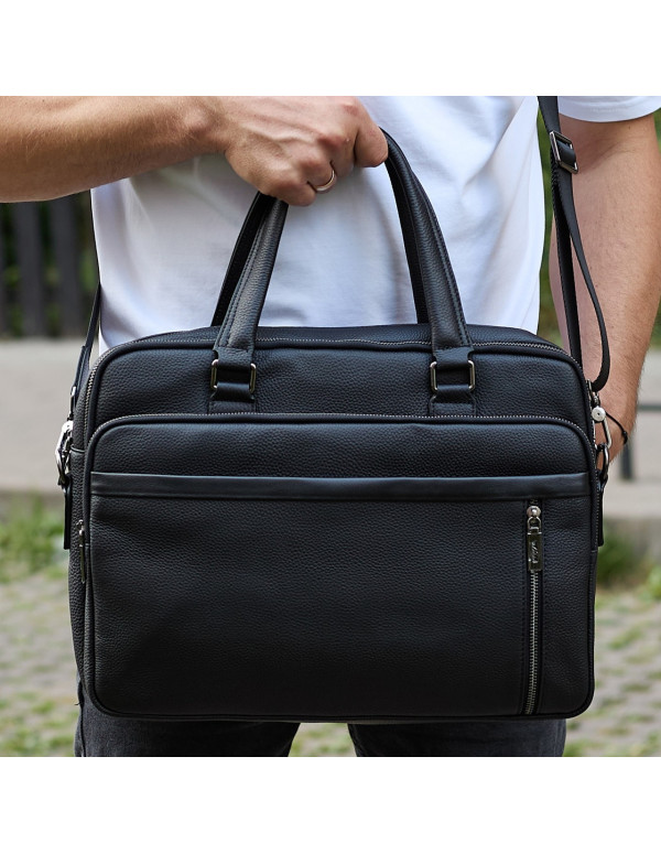 Офісна чоловіча сумка-портфель через плече Javer, чорна