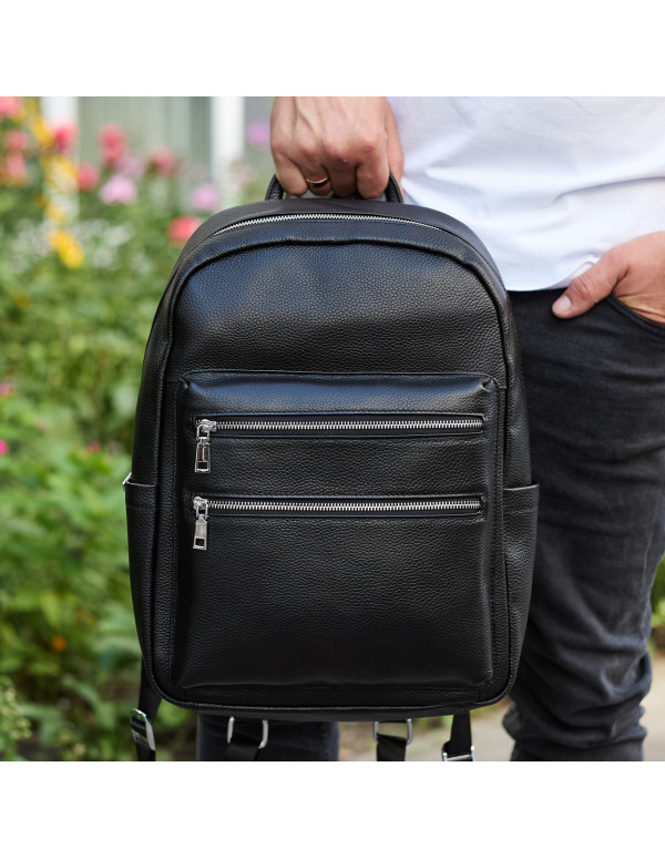 Міський чоловічий рюкзак Varn із натуральної шкіри, чорний