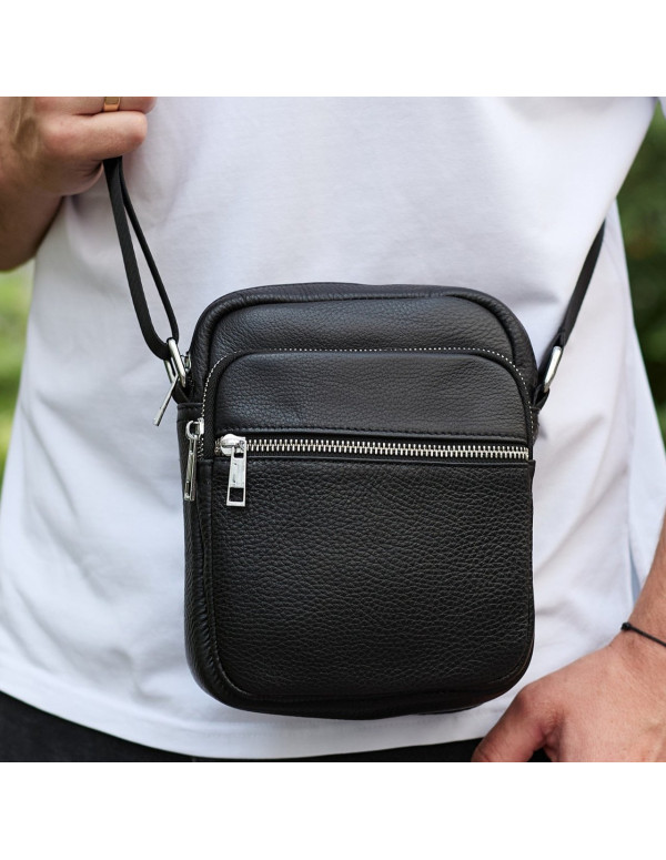 Чоловіча шкіряна барсетка Osimo, чорна