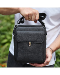 Сумка-барсетка чоловіча шкіряна Valento, чорна