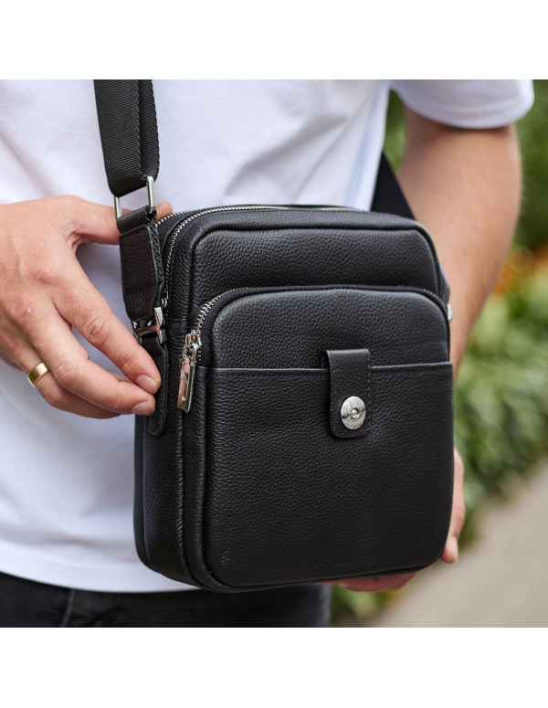 Чоловіча шкіряна універсальна сумка Sien, чорна