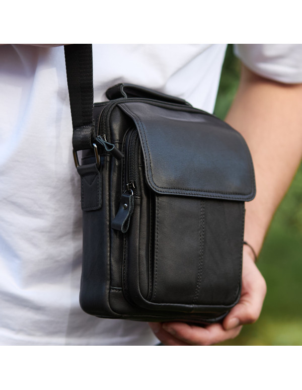 Сумка-барсетка чоловіча через плече Corvani, чорний колір